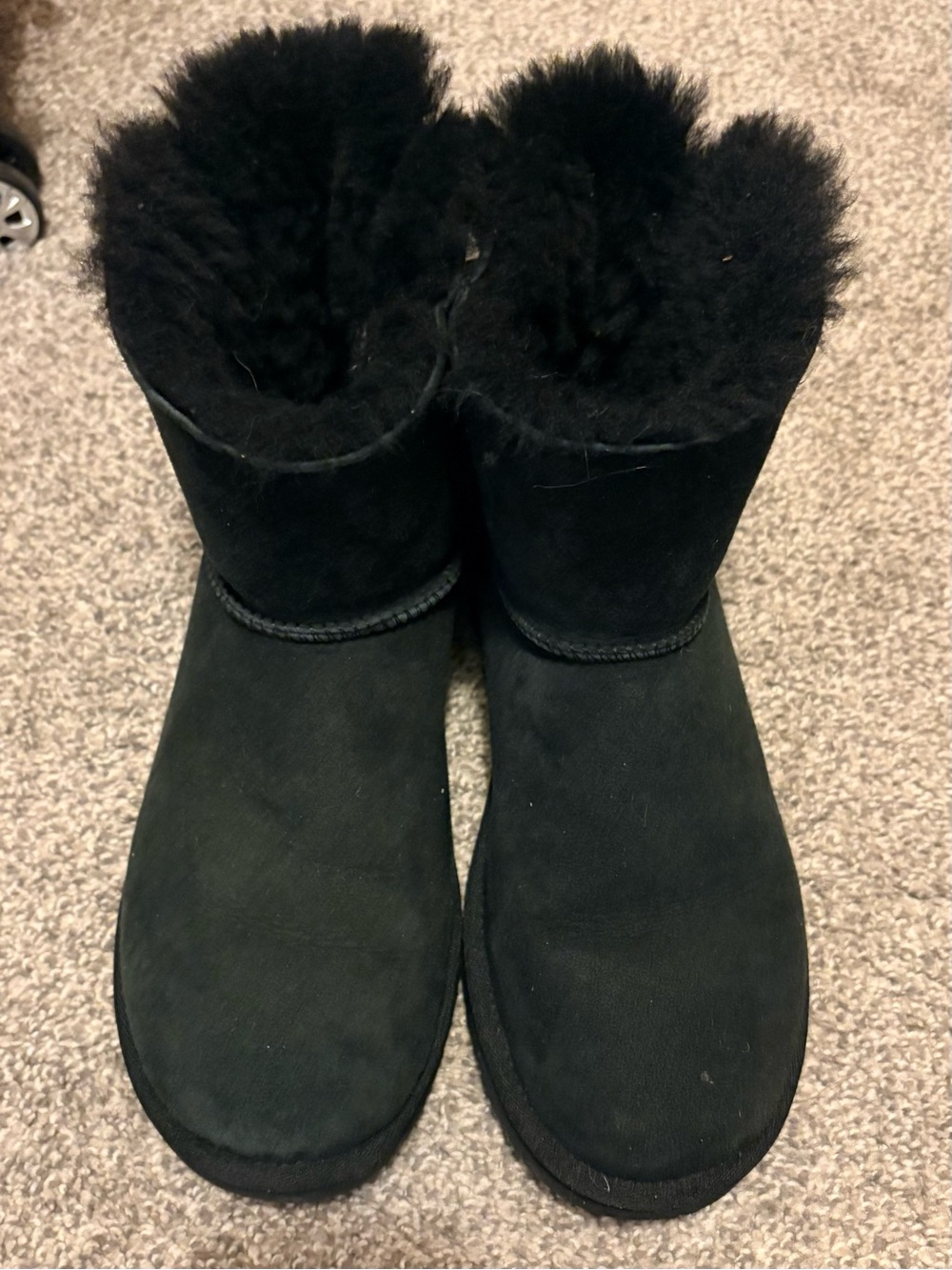 UGG Black Suede Short Shearling Boots